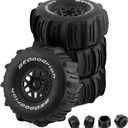 1/7 1/8 RC Short Course Truck Car Tires and Wheels Rims 17mm Hex Snow Sand Buggy Desert Tyres for 1:7 Or 1:8 Scale RC Off Road Truck Car TRAXXAS UDR 85086-4 ARRMA YK4072 DF7 4Pcs (B Black)