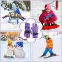Kids Snow Gloves for Skiing Kids Mitten Winter Waterproof Girls and Boys Snow Gloves for Winter Cold Weather (5-8 years old, Purple)