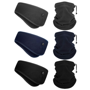 Syhood 6 Pieces Winter Fleece Ear Warmer Headband Ear Muffs Head Wraps with Winter Fleece Neck Warmer Gaiter(Black, Dark Grey, Navy Blue,One Size)