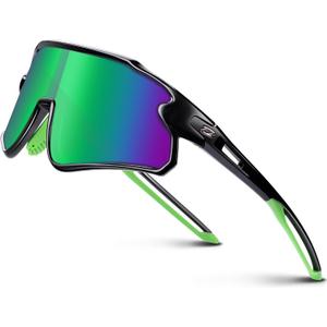 RIVBOS Youth Baseball Sunglasses for Kids(Boys&Girls) Polarized UV Protection Cycling Glasses RYS008 (Blackgreen Frame/Bluegreen Gradient Lens)