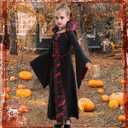 Vampire Costume for Girls Kid Halloween Carnival Fancy Black Dress for Cosplay (4-5 Years)