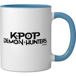 KPop Demon Hunters Rumi Heartthrob Officially Licensed Ceramic Mug, Blue/White (11 Ounces)