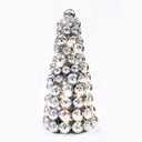 Amooca 16in Christmas Ball Tree with LED Lights Table Centerpiece Fireplace Decor Indoor Holiday Party Home Decoration Silver