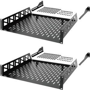 Tecmojo 2U Rack Shelf,19 inch Server Rack Shelf 16 inch Depth,Weight Capacity 110Lbs/50kg,Rack Mount Shelf for 19" Network Racks & Cabinets,with Complete Accessories (2Pack)