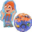 Toyland 2 Pack Blippi Balloons - 18" Round Characters Balloon & Large 29" Blippi Shaped Balloon - Children's Party Decorations