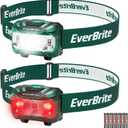 EverBrite Headlamp, 2 Pack Kids Headlamp with Red Light and Memory Function, Head Lamp for Adults and Kids with 5 Modes, Bright Headlamps for Camping, Running, Batteries Included (Green)