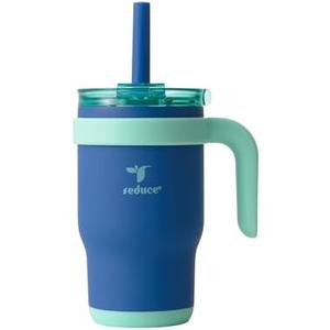 Reduce 14 Oz Coldee Kids Tumbler with Lid and Straw - Coldee Insulated Travel Mug - Spill-Proof, Sweatproof Stainless Steel, BPA-Free - Includes Handle, Reusable Silicone Straw - Nautical Mist