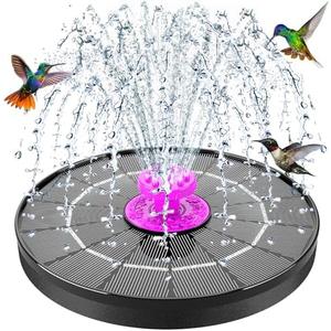 Solar Bird Bath Fountain Pump, 2025 Upgrade 4W Solar Powered Water Pump, Outdoor Water Fountain with 8 Nozzles, Hummingbirds, Garden, Patio, Pool, Pond, Hot Pink