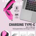 Durofort Pink Cordless Electric Screwdriver Set, 3.7V Rechargeable Small Electric Drill with 25pcs Driver Bit Set, Power 3Nm Screw Gun with 2 Position Handle, Flexible Shaft LED Light for Women