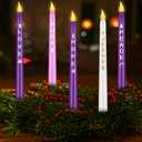 RGQSUN LEDs Flameless Advent Candles Sets of 5 Christmas Advent Candles Battery Operated Flickering Flameless Taper Candle for Christmas Wreath Advent Decor(Battery is not Included)
