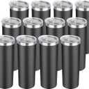 HASLE OUTFITTERS 20 oz Skinny Tumblers Bulk Set, Stainless Steel Insulated Slim Tumblers with Lids, Reusable Double Wall Travel Coffee Mugs, Durable Powder Coated Travel Water Cups(Black, 12)
