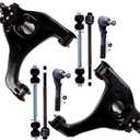 SCITOO 8-PC SET Front Suspension Control Arm Kit Fit For Chevy Silverado 1500 For GMC Sierra 1500 Front Lower Control Arm And Ball Joint Front Sway Bar End Link Inner Tie Rod End Outer Tie Rod End