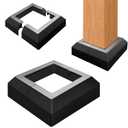 2 Pack 4X4IN Aluminum Split Deck Post Base Cover, Solid Fence Trim Skirt, Post Foot Protection Replacement for Porch Stairs Outdoor Decor Railing (6.5x6.5IN Outer Size) Matte Black