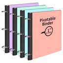 LETVPVOW 4 Pcs 360° Pivotable 3 Ring Binder, Soft 1 inch Binders 3 Ring, Flexible Thin Soft Three Ring Binder Fits 8.5" x 11", for Home, School and Office-Blue, Green, Pink, Purple