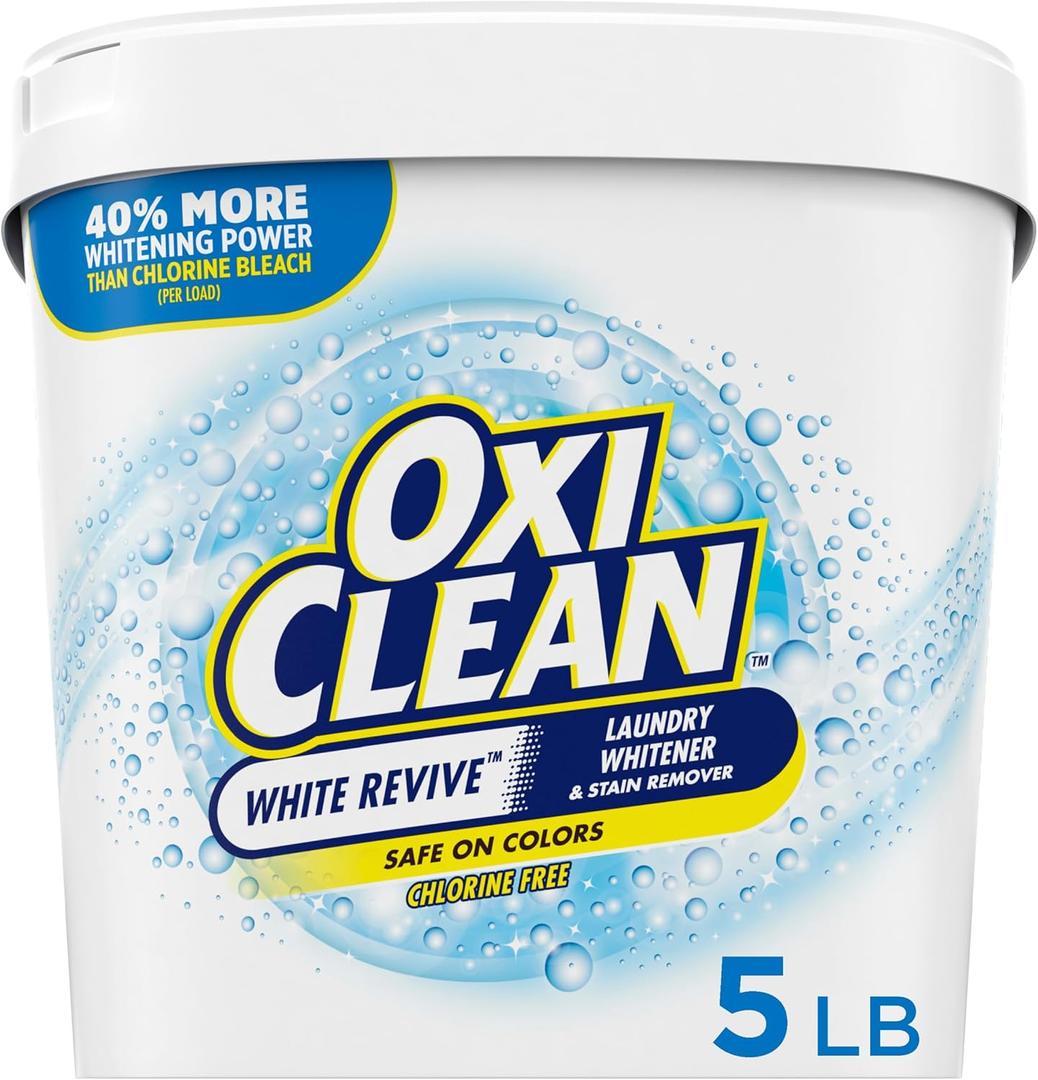 OxiClean White Revive Laundry Whitener and Stain Remover Powder, Alternative to Bleach for Laundry, 5 lb (80 Ounce (Pack of 1))