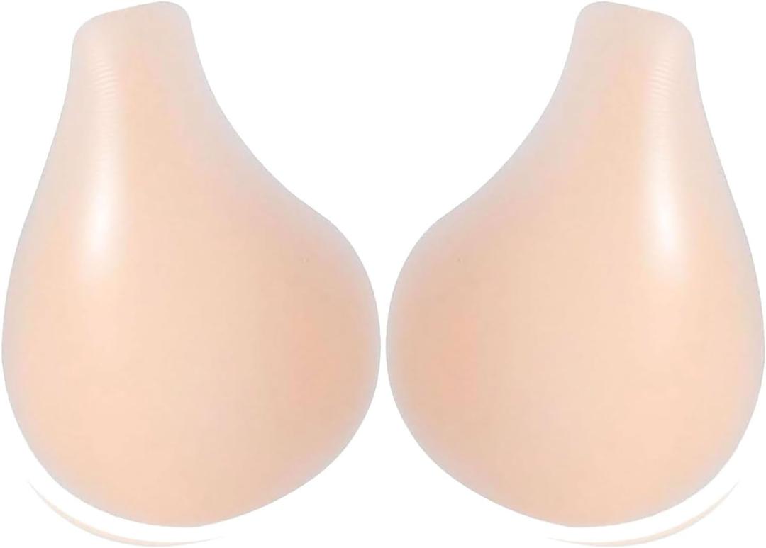 Adhesive Bras - Silicone Breast Lift Invisible Bra Reusable Nipple Covers Strapless Backless Push Up Sticky Bra for Women (Large, Nude)