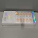 BTArtbox Press On Nails Short - Almond French Tip Press On Nails with Glue for Women, Soft Gel Glue On Nails in 16 Sizes - 32 Stick On Nails Kit, White French