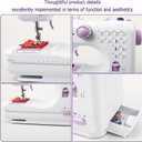 Beginner Sewing Machine for Home Crafting & Mending, 12 Multi-Function Stitches, 2-Speed Foot Pedal, Clear LED Light, 32-Color Thread Pack, Must-Have Sewing Supplies, Sewing Machine Table Fit