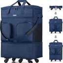 Hanke Expandable Collapsible Luggage with Wheels Suitcase Luggage Rolling Travel Bag Duffel Bag for Men Women Lightweight Suitcase Large Capacity with Spinner Wheel (Blue), Expandable Foldable