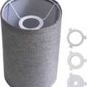 Cloth Lamp Shade Round lamp shade Natural Linen Lamp Cover Small Table Lamp Cover for decorate Table Lamp and Floor Lamp (Light Grey Round)