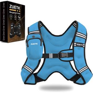 ZUETK Weighted Vest, 8lb Weight Vest with Reflective Stripe, Weighted Vest for Men Women Workout Equipment for Strength Training, Running, Jogging, Fitness, Weight Loss (Blue with Bag, No Mesh Pocket)