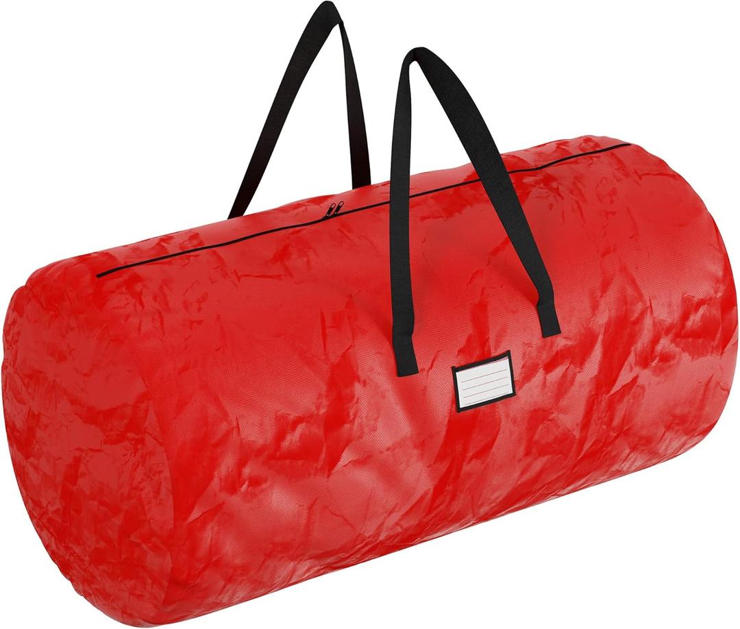 Christmas Tree Storage Bag - Polypropylene Tote with Zipper for Holiday Decorations, Inflatables, Garland and 12-Ft Artificial Trees by Elf Stor (Red)