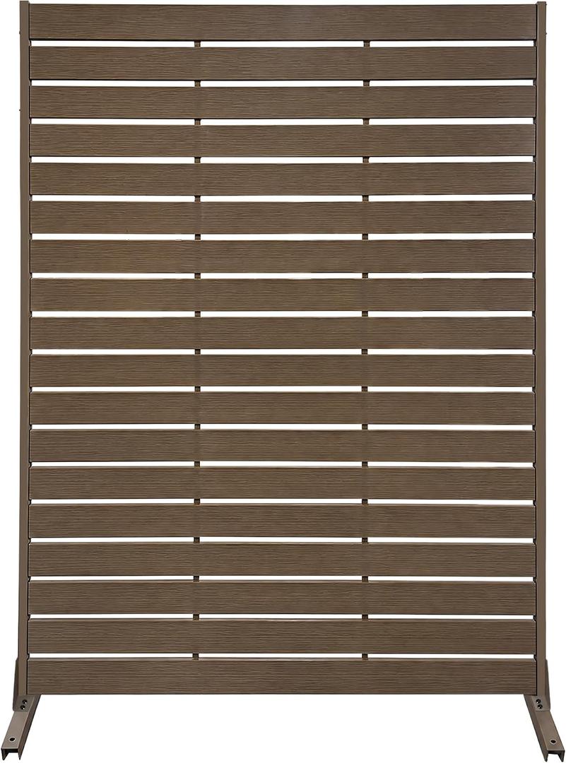 HDPE Outdoor Privacy Screen 72" H x 47.2" W Freestanding Room Divider with Metal Base, Weatherproof Waterproof Sunscreen Rustproof Partition Screen for Patio Backyard Pool Balcony, Brown