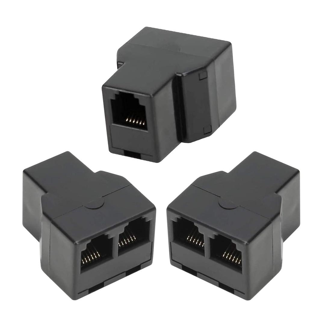3Female Telephone Splitter Adapter Cable,Telephone Landline Cable Connector and Separator (RJ12 6P6C-3 Pack)