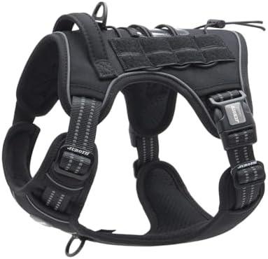 Auroth Tactical Harness for Large Dogs No Pull Adjustable Pet Harness Reflective K9 Working Training Easy Control Pet Vest Military Service Dog Harnesses Black L 2 Pack