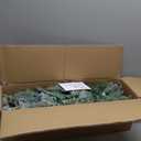 4ft Flocked Christmas Tree Prelit, Lighted Aspen Fir Christmas Tree with Multicolor Global Lights and Metal Stand, Slim PE & PVC Mixed Layered Flocked Xmas Tree for Holiday Home Decor