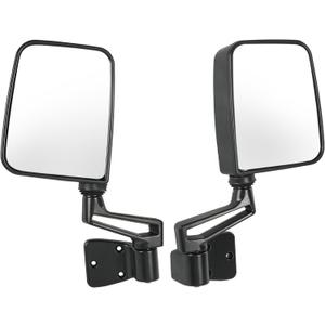JDMSPEED Pair Driver & Passenger Side View Mirrors with Black Cover Compatible with 1987-2002 Jeep Wrangler Manual Folding No Heated Replace# CH1320102 CH1321102