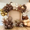 83pcs Dark Brown Balloons with 2 Foil Star Balloons, 18 12 10 5 Inch Coffee Brown Latex Balloon Garland Arch Kit for BOHO Birthday Bear Baby Shower Wedding Party Decorations