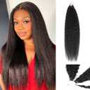 Human Crochet Hair for Black Women Kinky Straight Feather Crochet Human Hair Extensions 20 inch 50g Lightweight Pre-Separated Reusable Invisible Miracle Knots Human Hair Bundles Natural Black