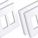 [4 Pack] BESTTEN 2 Gang Screwless Decorator Wall Plate, Mid-Size H4.88" x W4.93", USWP6 Gloss Snow White, Faceplate Cover for Decorative Receptacle Outlet & Switch