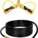 GASPRO 1/4" RV Propane Quick Connect Y Splitter with Shutoff Valve for RV, Comes with 12ft RV Propane Quick Connect Hose
