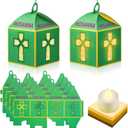 Simgoing 12 Sets Palm Sunday Crafts with LED Candles Easter Religious Palm Leaf Cross Tissue Paper Lanterns Craft Kits Sunday School Religious Holy Week Hanging for Easter Party Activities