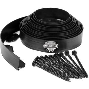 Landscape Edging 2 in x 25 Ft, No Dig Garden Edging Border Kit with 46 Pcs Spikes for Garden Flower Bed Lawn Yard Grass Pathway, Black Flexible PE Material