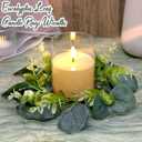 20 PCS Eucalyptus Candle Rings Wreaths - Artificial Greenery Wreath Green Leaves Pillar Candle Holder for Tabletop Wall Farmhouse Wedding Table Centerpieces Kitchen Home Decor