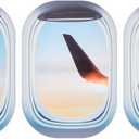 3 Pcs Airplane Wing Stickers Plane Window Clings Wall Self Adhesive Airplane Decals Aviation Wall Decor 3D Wallpaper Art Gifts for Travel Birthday Party Favor Decorations (Sunshine)