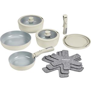 Cuisinart ClickSmart Ceramic Pots and Pans Set, 13-Pc, Tahini, D53C-13BG, 13 Piece Set