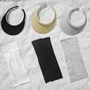 3 Pack Sun Visors Hat + 3 Pairs Sleeves Men Women Clip On Visors Outdoor Golf Beach Travel Camping Cap (Black+White+Navy+3pairs Sleeves)