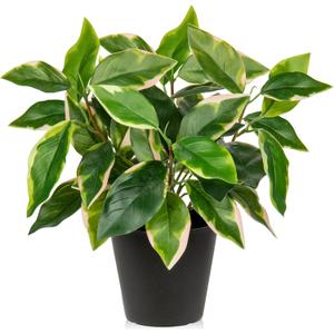 Oairse Artificial Plants Indoor Small Fake Plants in Pots Faux Pothos N Joy Potted Plant Fake Indoor Plants with Black Pots for Bathroom Living Room Office Desk Shelves