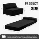 Folding Sofa Bed with Pillow, Memory Foam Fold Out Chair Bed, Convertible Sleeper Chair with Washable Cover, Futon Floor Couch for Living Room/Dorm/Guest Use/Home Office/Apartment, Black