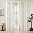 Pinch Pleated Linen Curtains 84 Inches Long for Living Room, Beige White Light Filtering Pleat Drapes Textured Thick Memory Trained Semi-Sheer Window Curtain with Hooks for Bedroom Farmhouse 2 Panels
