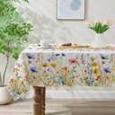 Spring Tablecloth 52x70 Inches, Floral Tablecloth for Rectangle Tables,Spring Decorations for Home, Water-Resistant Blooming Flower Spring Table Cloth for Party,Table