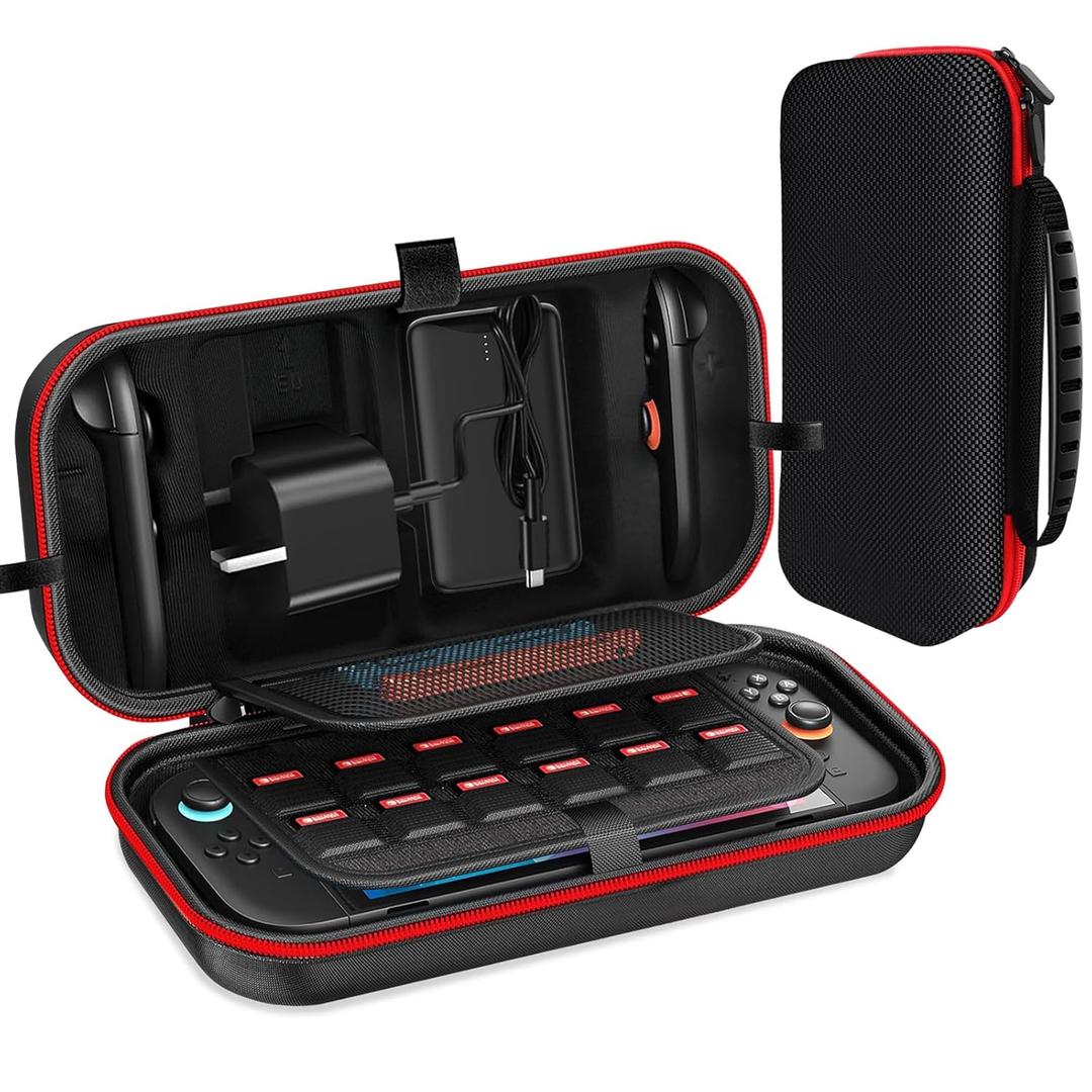 START MAKERS Carry Case for Nintendo Switch 2 Model(2025), Portable Hard Shell Pouch Carrying Travel Game Bag with 24 Game Cartridge - Compatible for Nintendo Switch 2 Accessories, Black