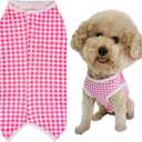 Dogs Recovery Suit Post Surgery Shirt for Puppy, Wound Protective Clothes for Little Animals(Pink White Plaid-m)