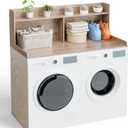 Washer Dryer Countertop with Shelf 27.5" W x 54" L Laundry countertop for Washer and Dryer with Edge Rails, Oak