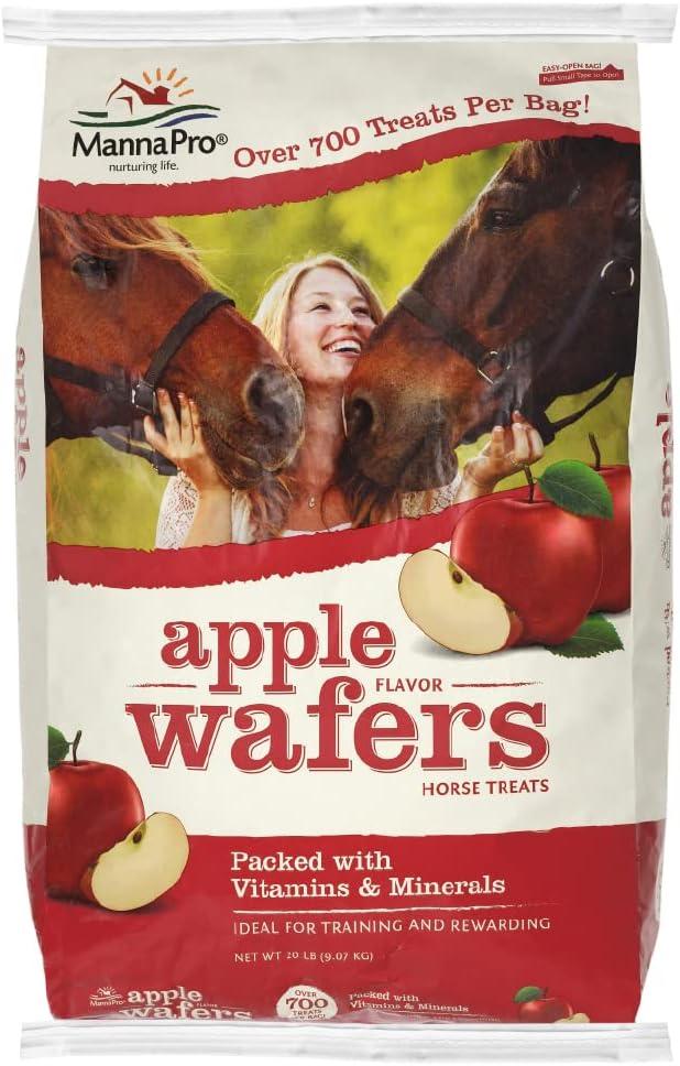 Manna Pro Apple Wafers - Treats for Horses - Packed with Vitamins & Minerals - Apple Flavored Horse Treats - 20 Pounds, Manufacturing date: 09-15-2025