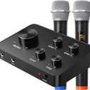 Rybozen Wireless Microphone Karaoke Mixer System, Dual Handheld Wireless Microphone for Karaoke, Smart TV, PC, Speaker, Amplifier, Church, Wedding - Support HDMI, AUX In/Out
